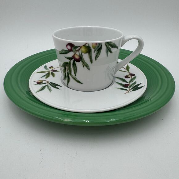 Pottery Barn Monique Lhuillier Olive Orchard 4 Cups and 4 Saucers - Picture 8 of 11